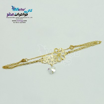 دستبند طلا - طرح گل و پروانه-SB0134